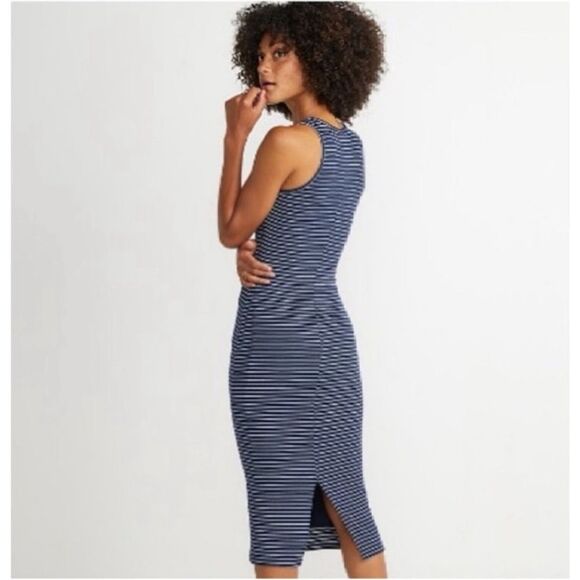 Marine Layer Lexi Rib Daytime MIDI Tank Dress in Navy Stripes small - Picture 2 of 9